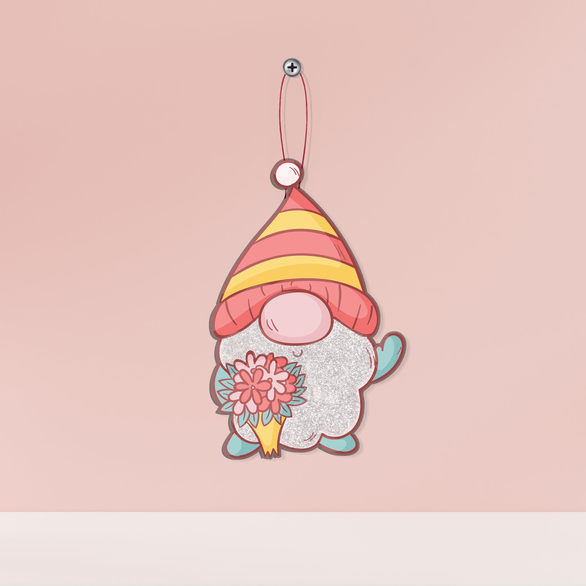 Gnome Hanging Flowers For You - W6.5 X H10Cm 2Mm 1Pc