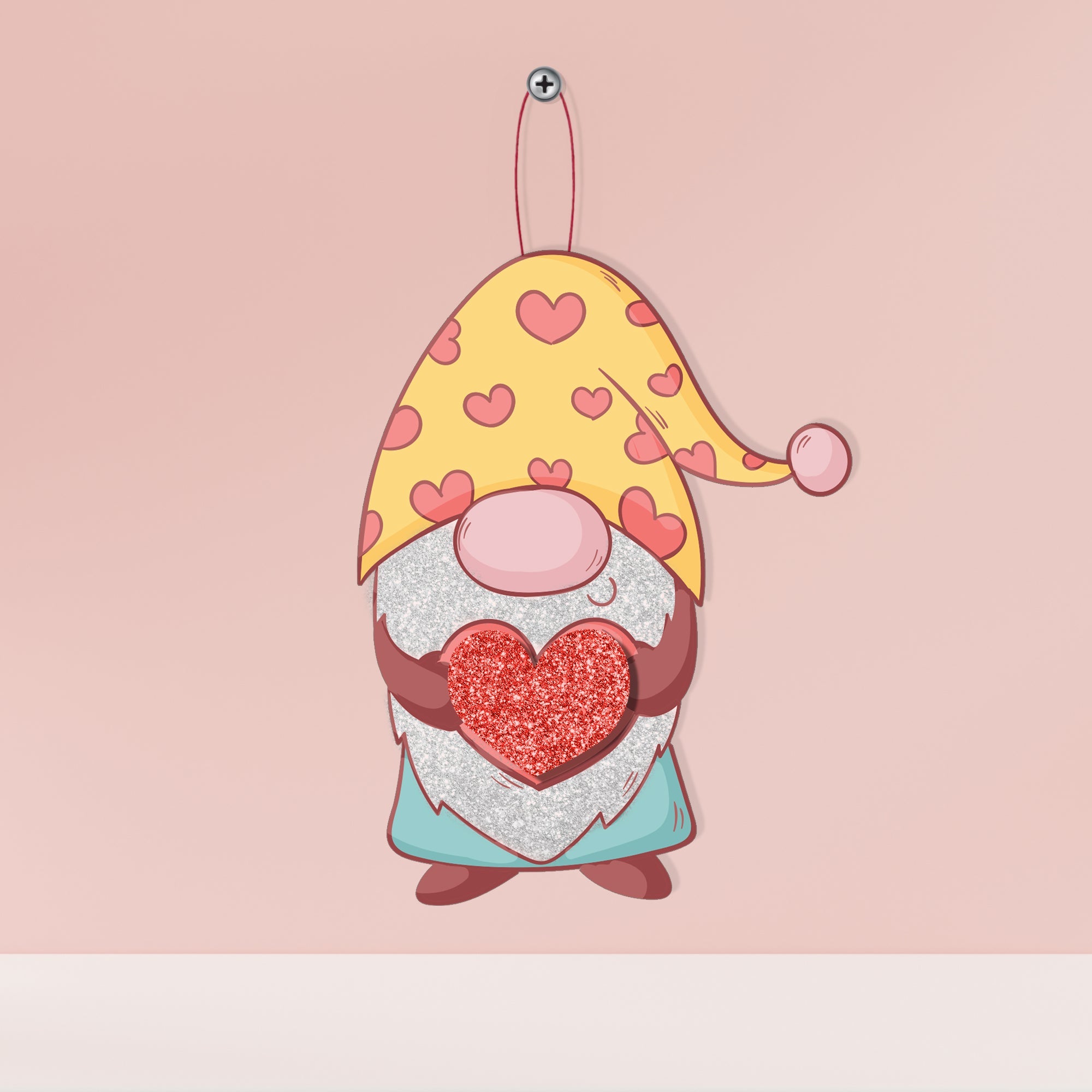 Gnome Hanging My Love - W7.5 X H10Cm 2Mm 1Pc