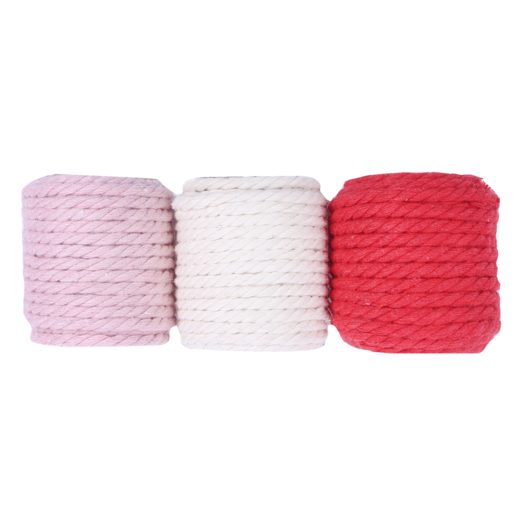 Cotton Twisted Cord 3Mm 3 Ply Rosy Charm 2Mtr 3Pc