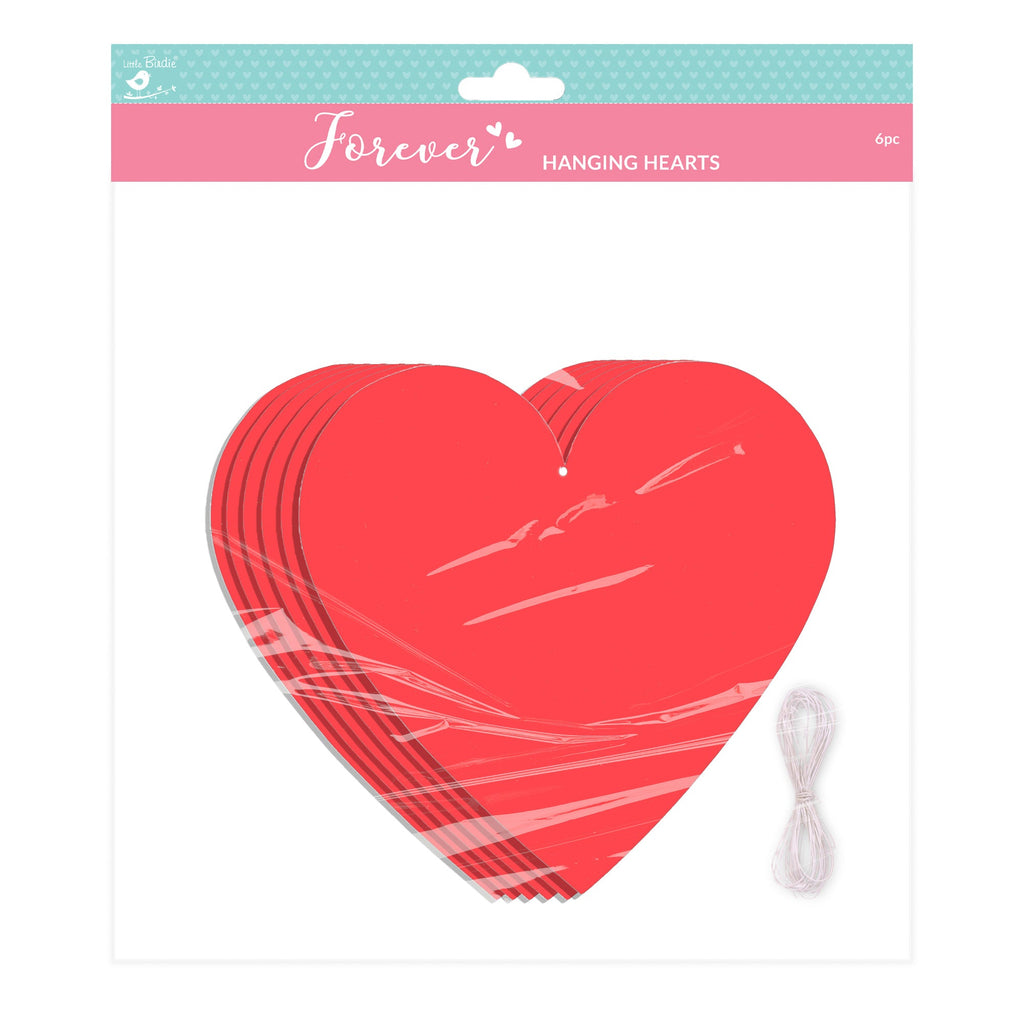 Bright Red Hearts W 20.5 X H 20Cm Approx 250Gsm 6Pc Lb