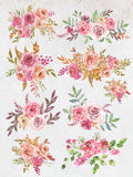 Deco Transfer Sheet Rose Bouquet 10inch X 7.5inch 1pc