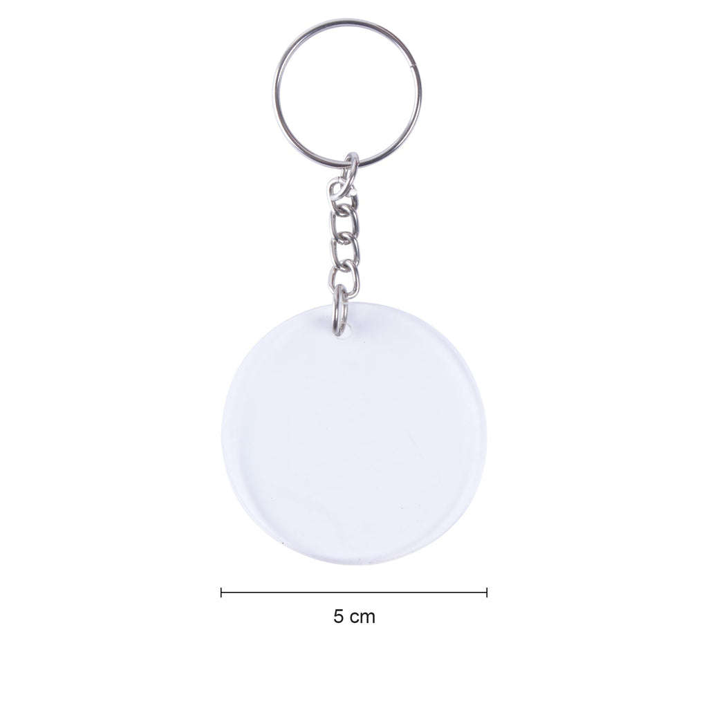 Acrylic Key Chain Round 5Cm Dia Approx 3.7Mm Thick 4 Pc