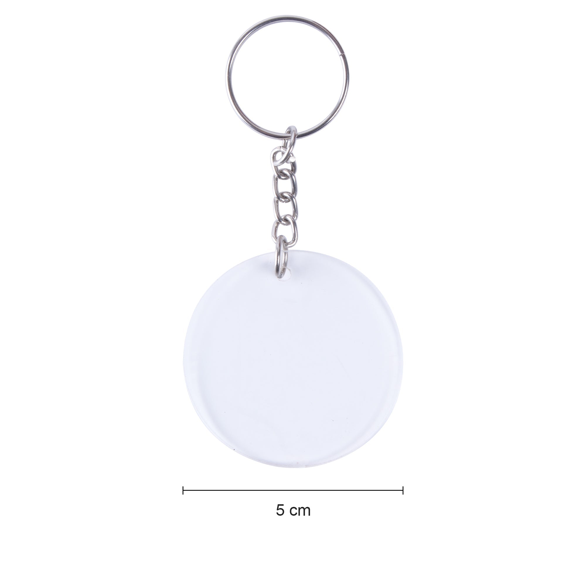 Acrylic Key Chain Round 5Cm Dia Approx 3.7Mm Thick 4 Pc