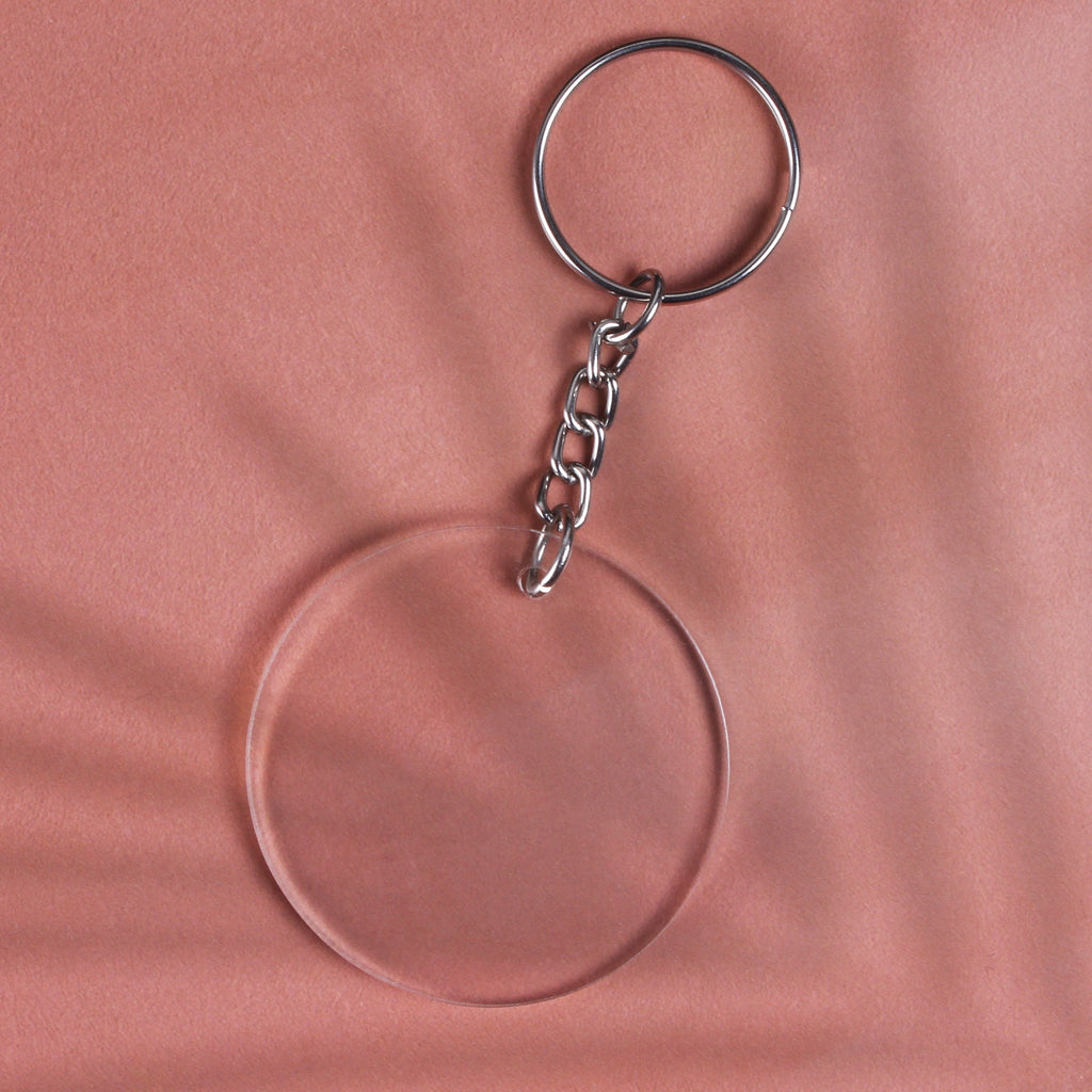 Acrylic Key Chain Round 5Cm Dia Approx 3.7Mm Thick 4 Pc