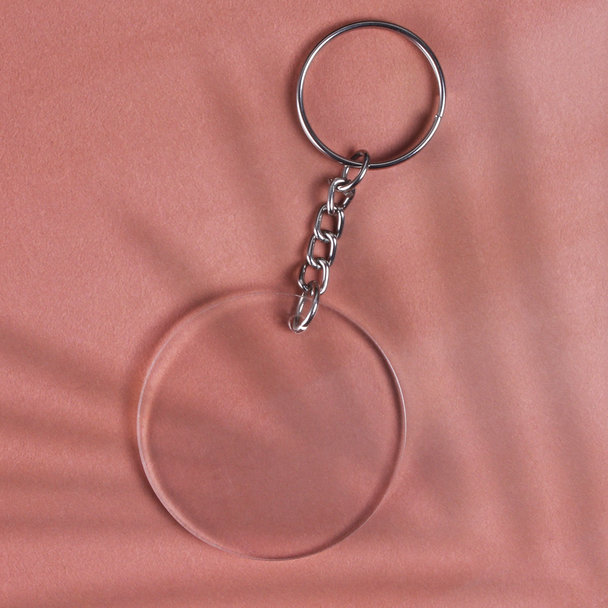 Acrylic Key Chain Round 5Cm Dia Approx 3.7Mm Thick 4 Pc