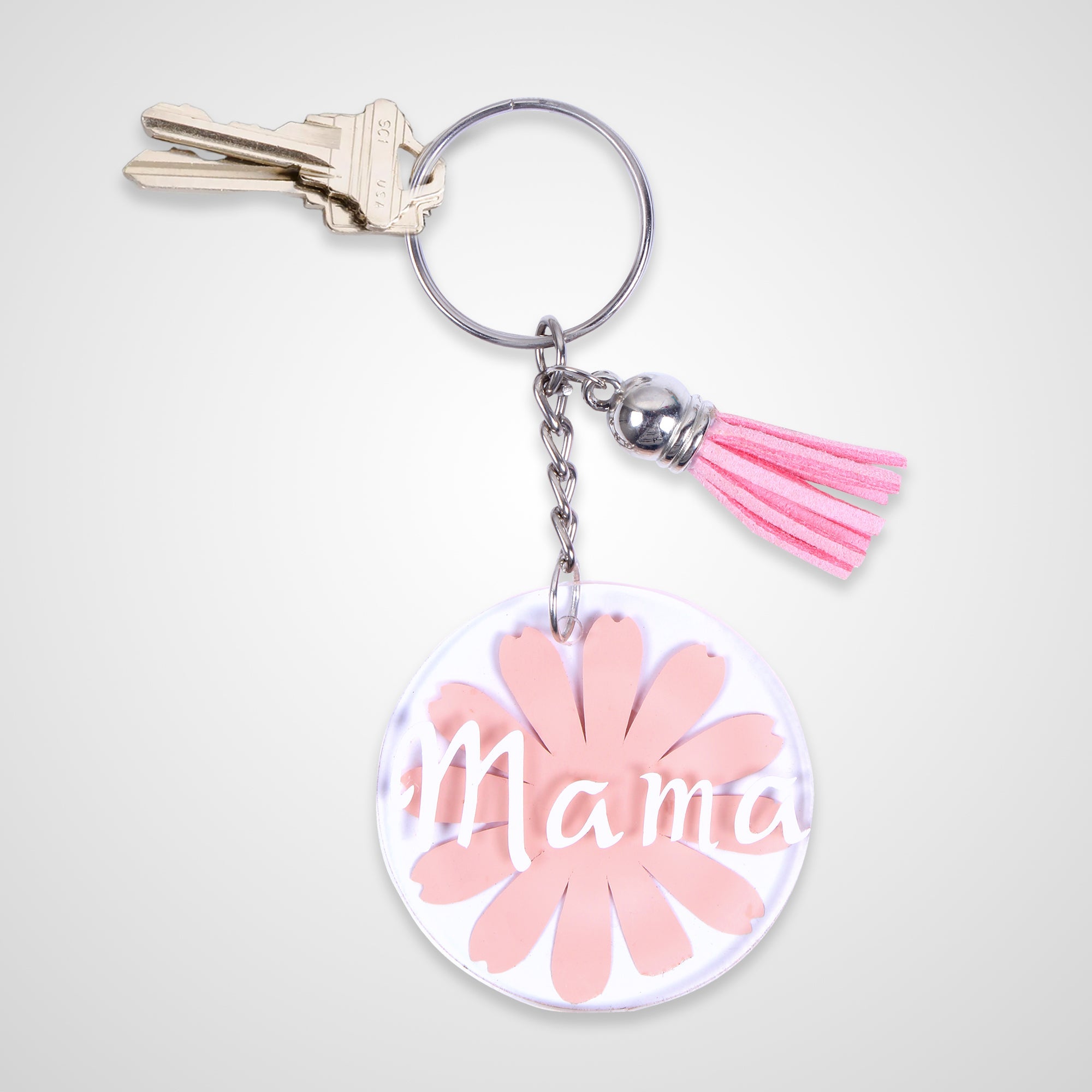 Acrylic Key Chain Round 5Cm Dia Approx 3.7Mm Thick 4 Pc