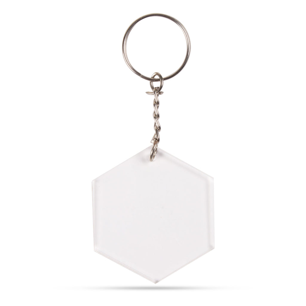 Acrylic Key Chain Hexagon L 5.8Cm X W 5Cm 3.7Mm Thick 4 Pc