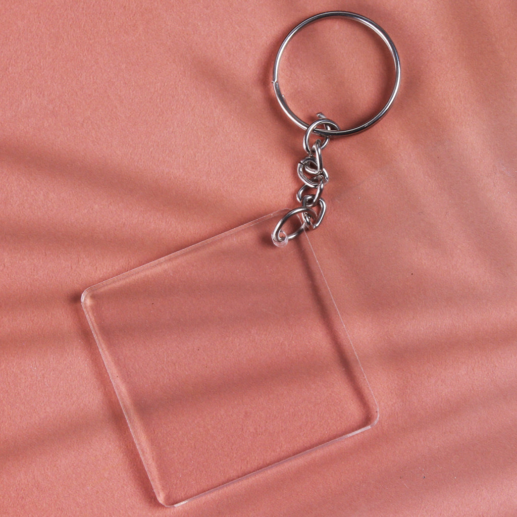 Acrylic Key Chain Square L 5 X W 5Cm 3.7Mm Thick 4 Pc