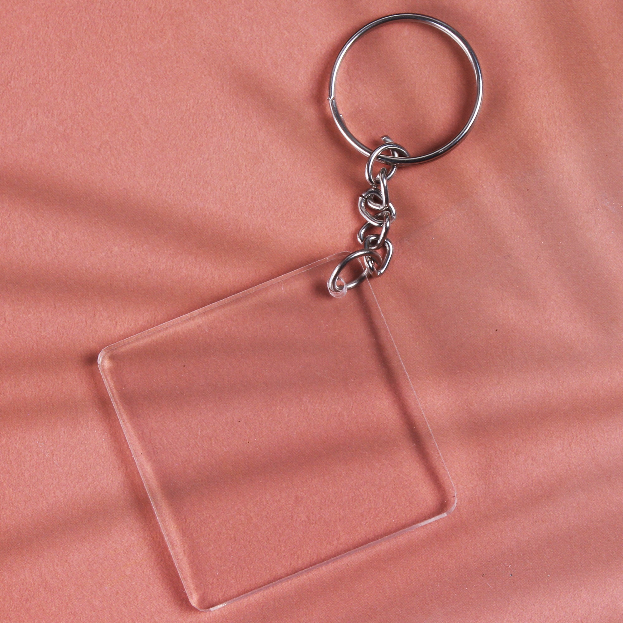 Acrylic Key Chain Square L 5 X W 5Cm 3.7Mm Thick 4 Pc