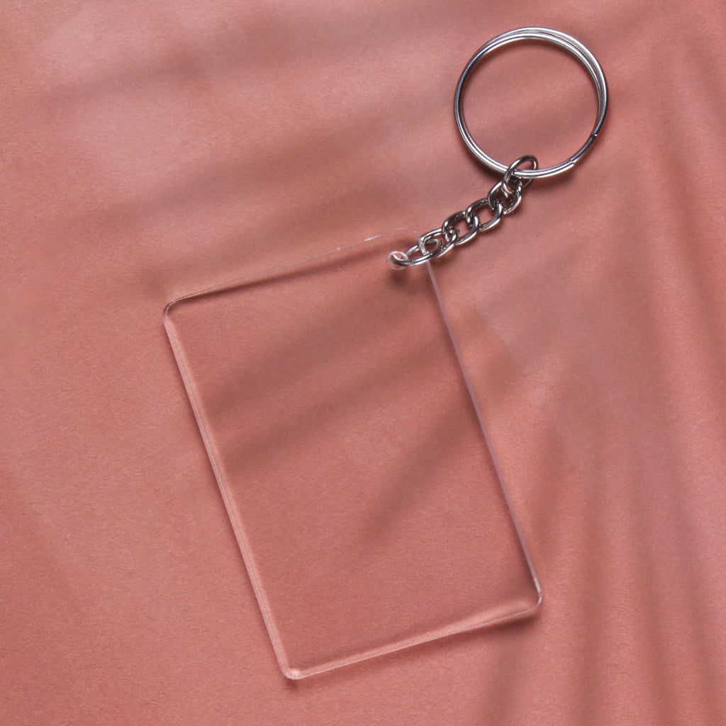 Acrylic Key Chain Rectangle L 7.5 X W 5Cm 3.7Mm Thick 4 Pc