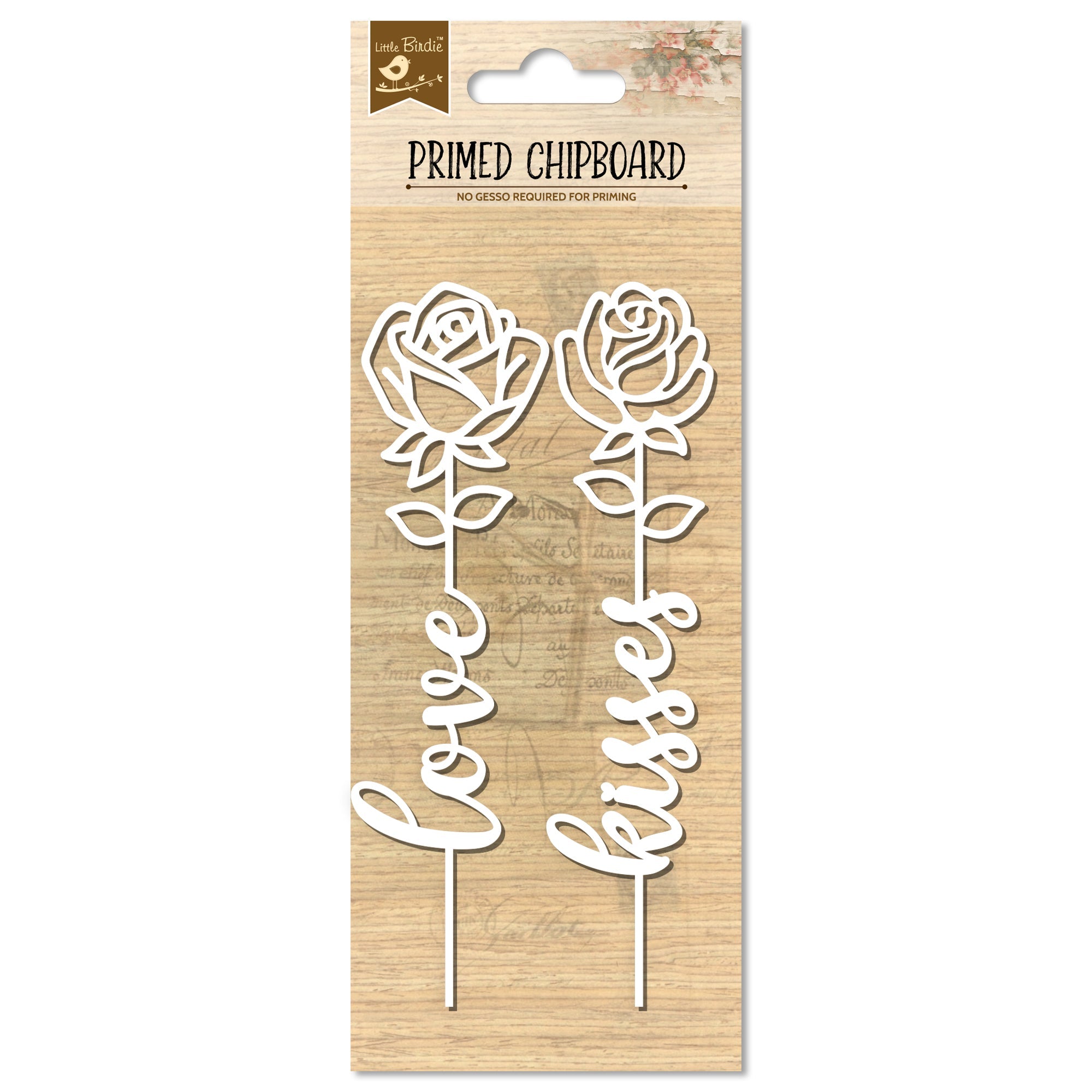 Primed Chipboard Love And Kisses 11.75 X 3Cm 2Pc