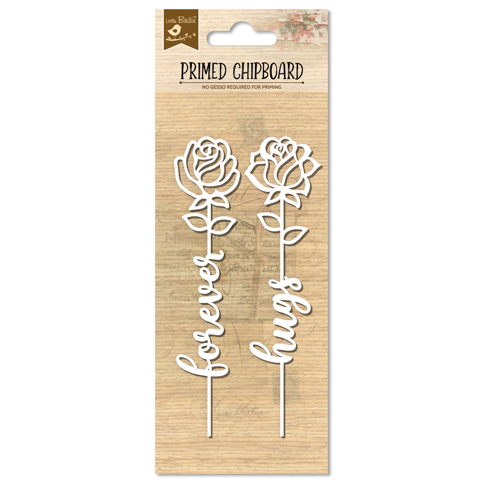 Primed Chipboard Forever Hugs 11.5 X 2.5Cm 2Pc