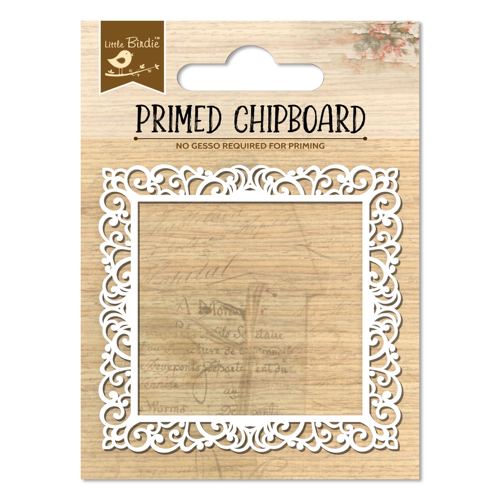 Primed Chipboard Swirl Finesse Square 8 X 8Cm 1Pc