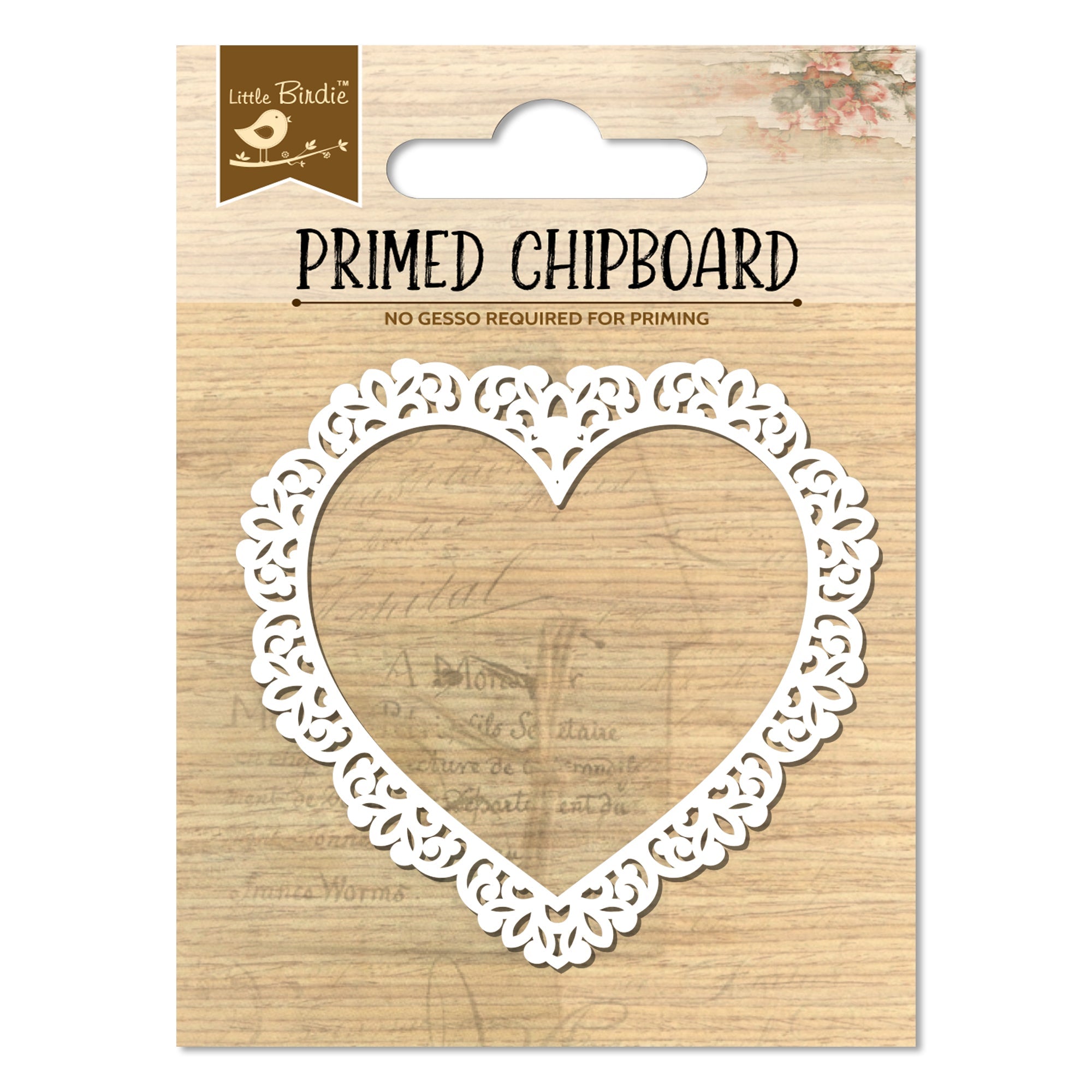 Primed Chipboard Swirl Poise Heart 8 X 7.75Cm 1Pc