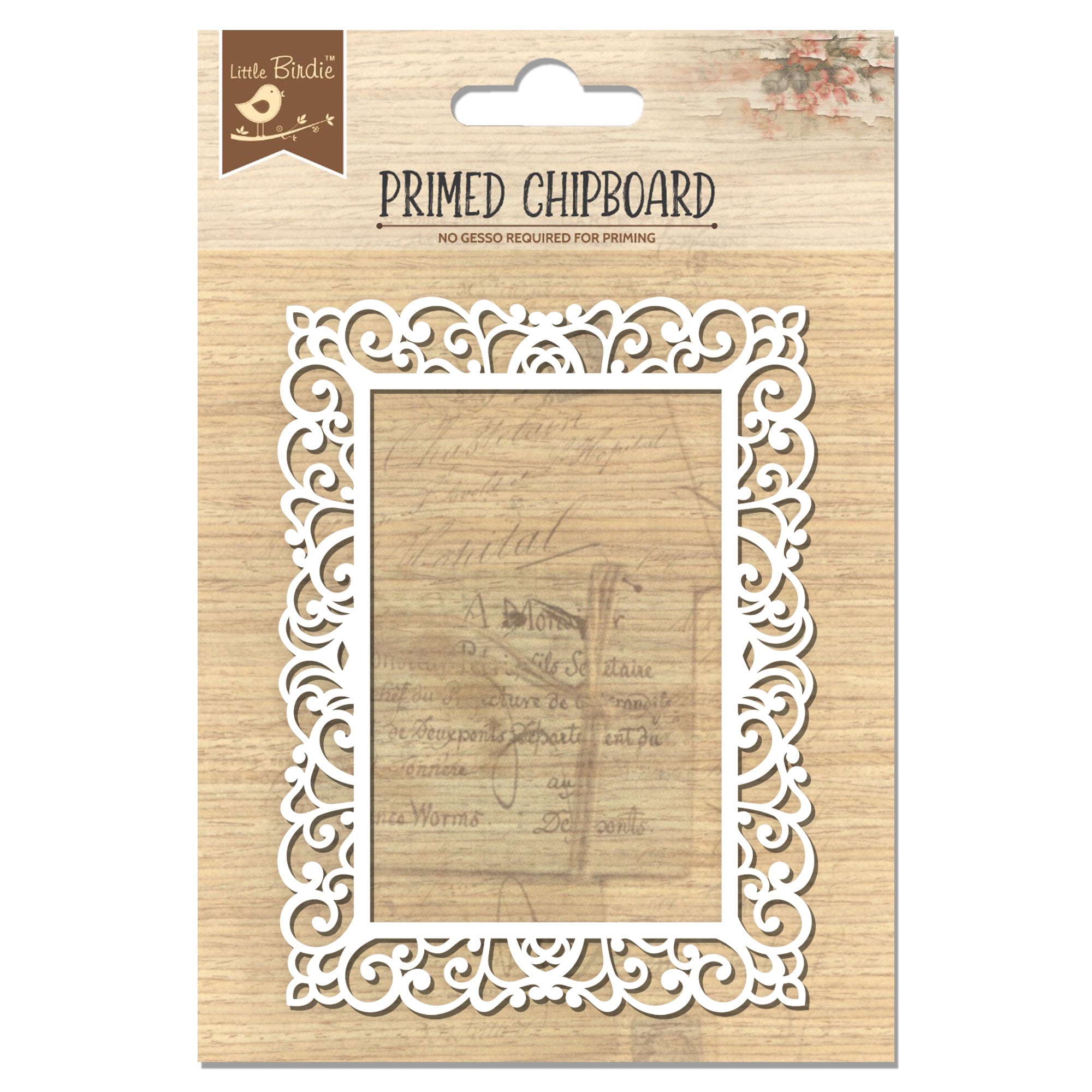 Primed Chipboard Frame Swirl Charm Rectangle 10.5 X 8Cm 1Pc