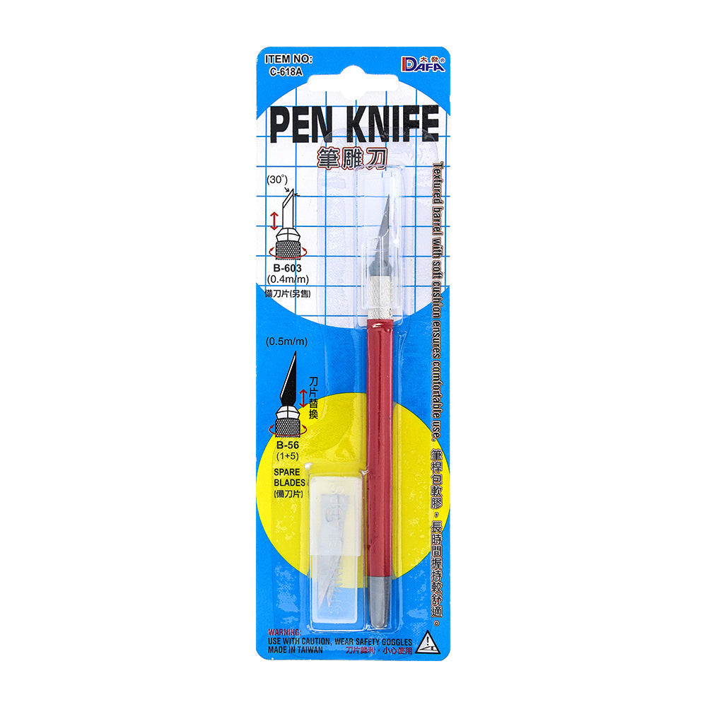 Craft Knife 0.5Mm Dia With 5Pcs Spare Blades & Cap C-618A 1Pk Dafa