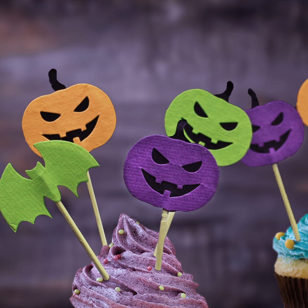 Little Birdie Halloween Cupcake Topper - Spooky Spider & RIP, 12 pc