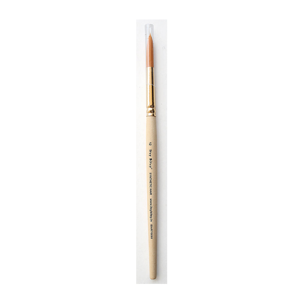 Synthetic Hair Round Brush Size-12 Gold