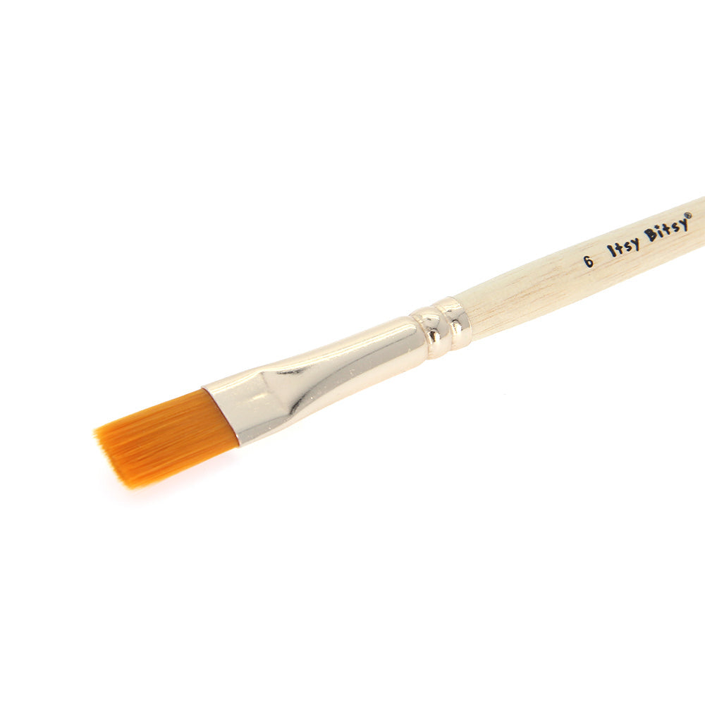 Synthetic Hair Flat Brush Size-6 Gold