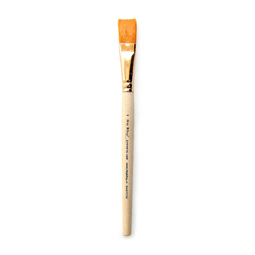Synthetic Hair Flat Brush Size-9 Gold