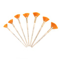 Synthetic Hair Fan Brush Set Size 0-2-4-6-8-10-12 Gold 7Pcs