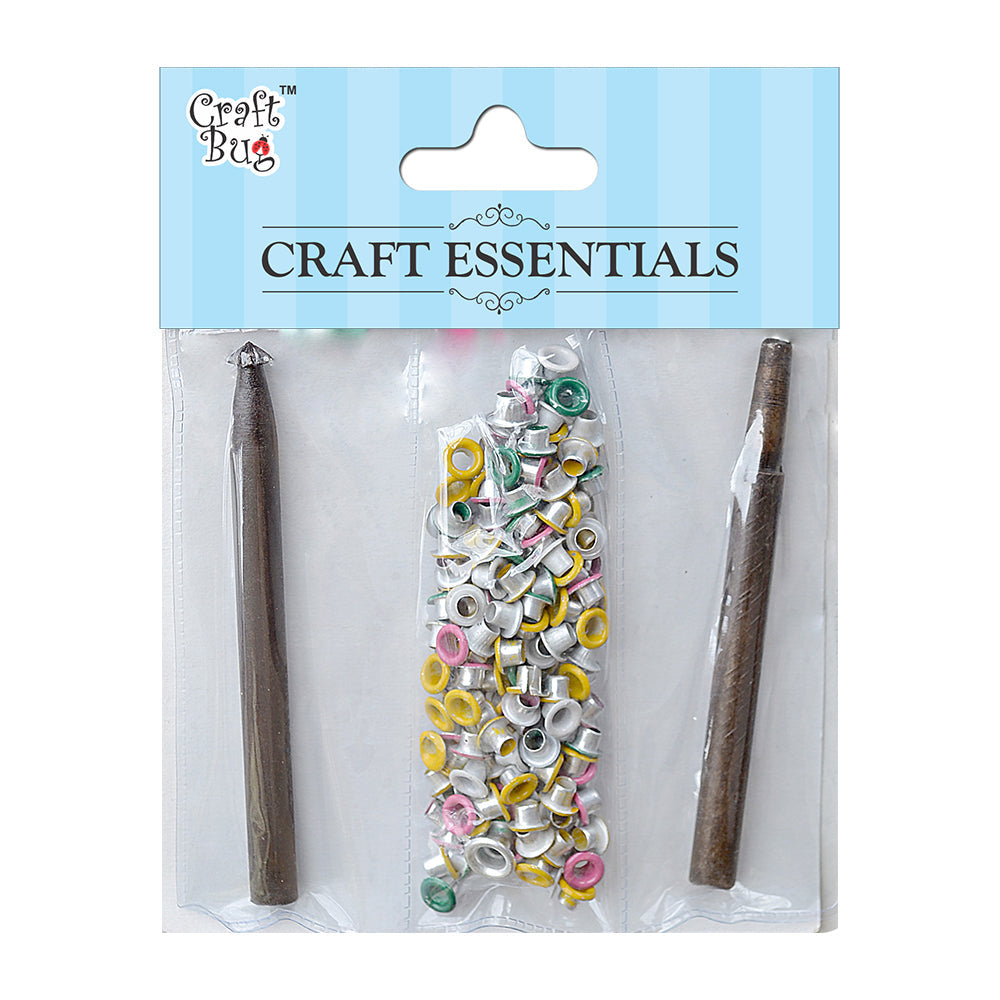 Aluminium Eyelets  Assorted Colors 150pc With Punches
