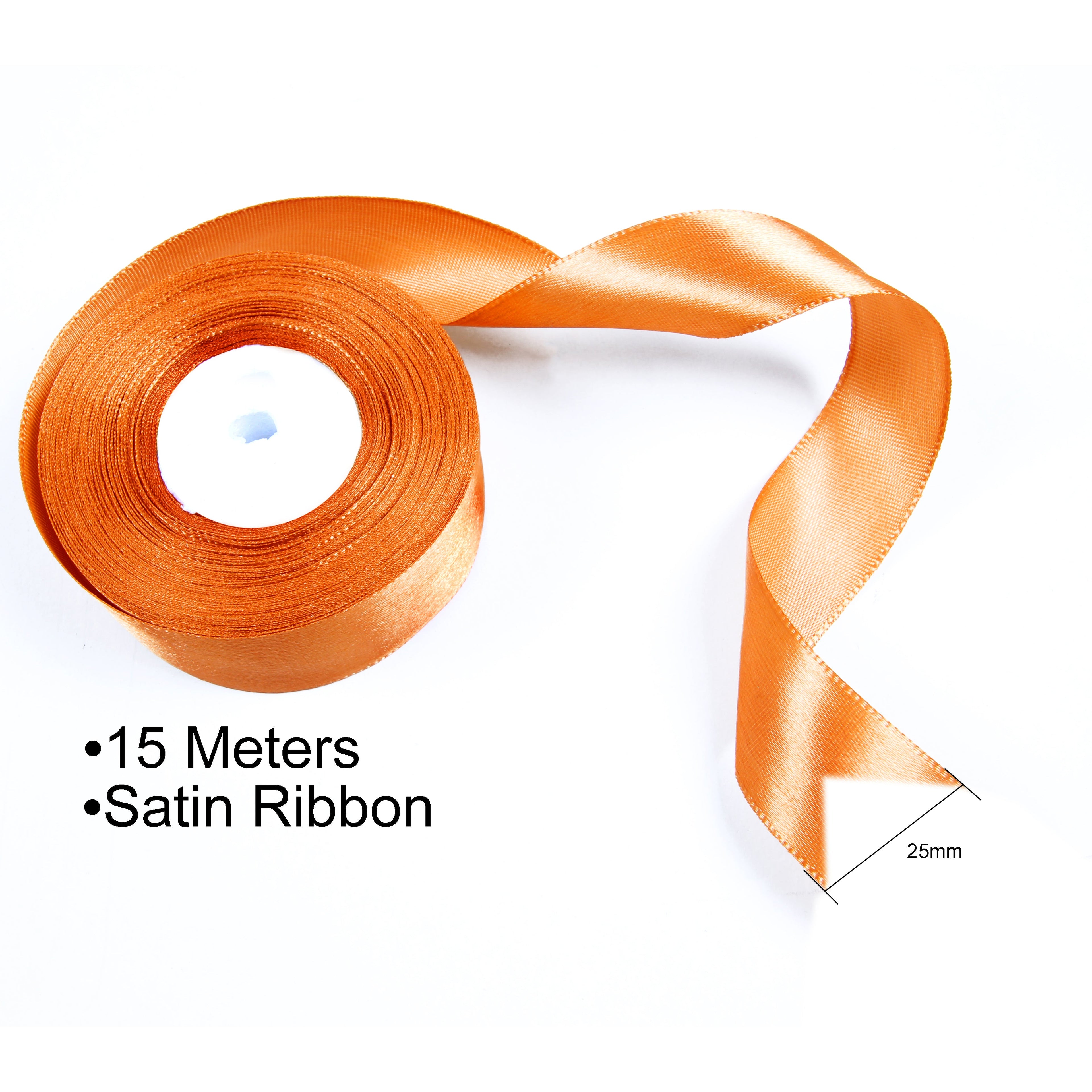 Satin Ribbons 25mm Orange 15mtr