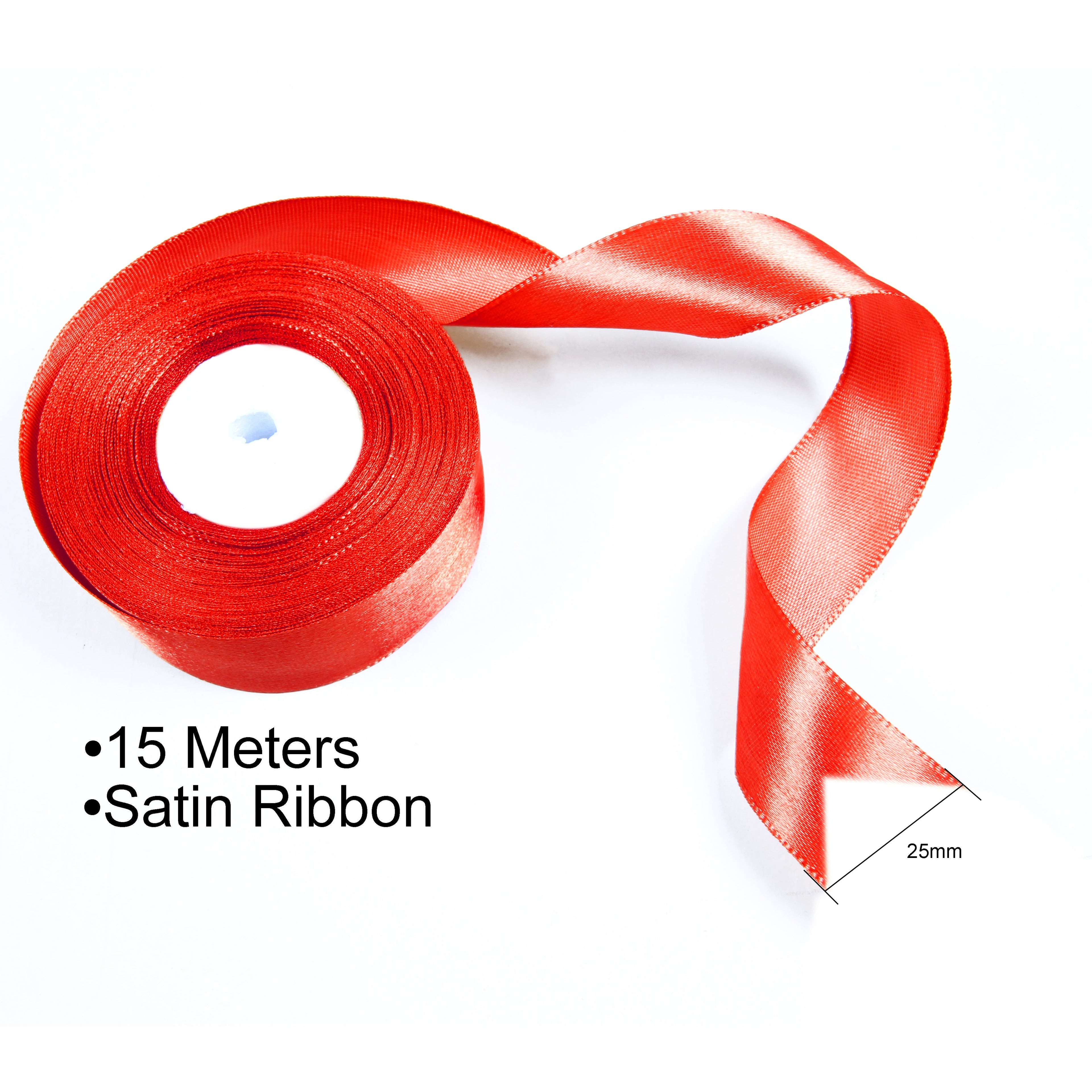 Satin Ribbons 25mm Red 15mtr