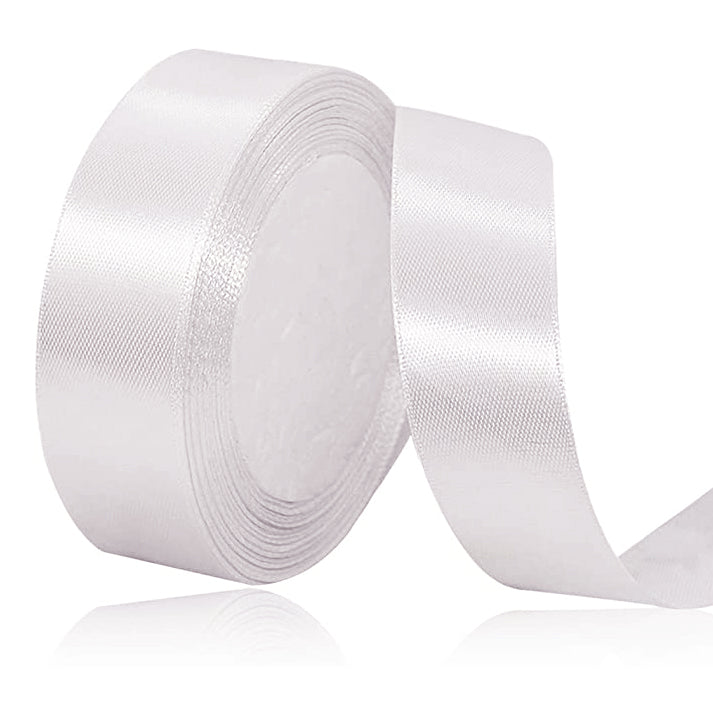 Satin Ribbons - 25mm Width -White - 15mtr
