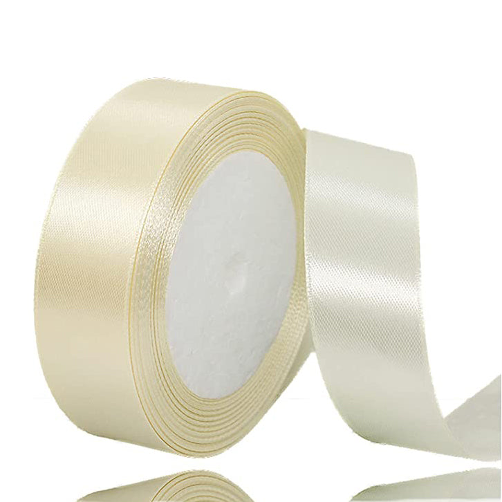 Satin Ribbons - 25mm Width - Cream - 15mtr