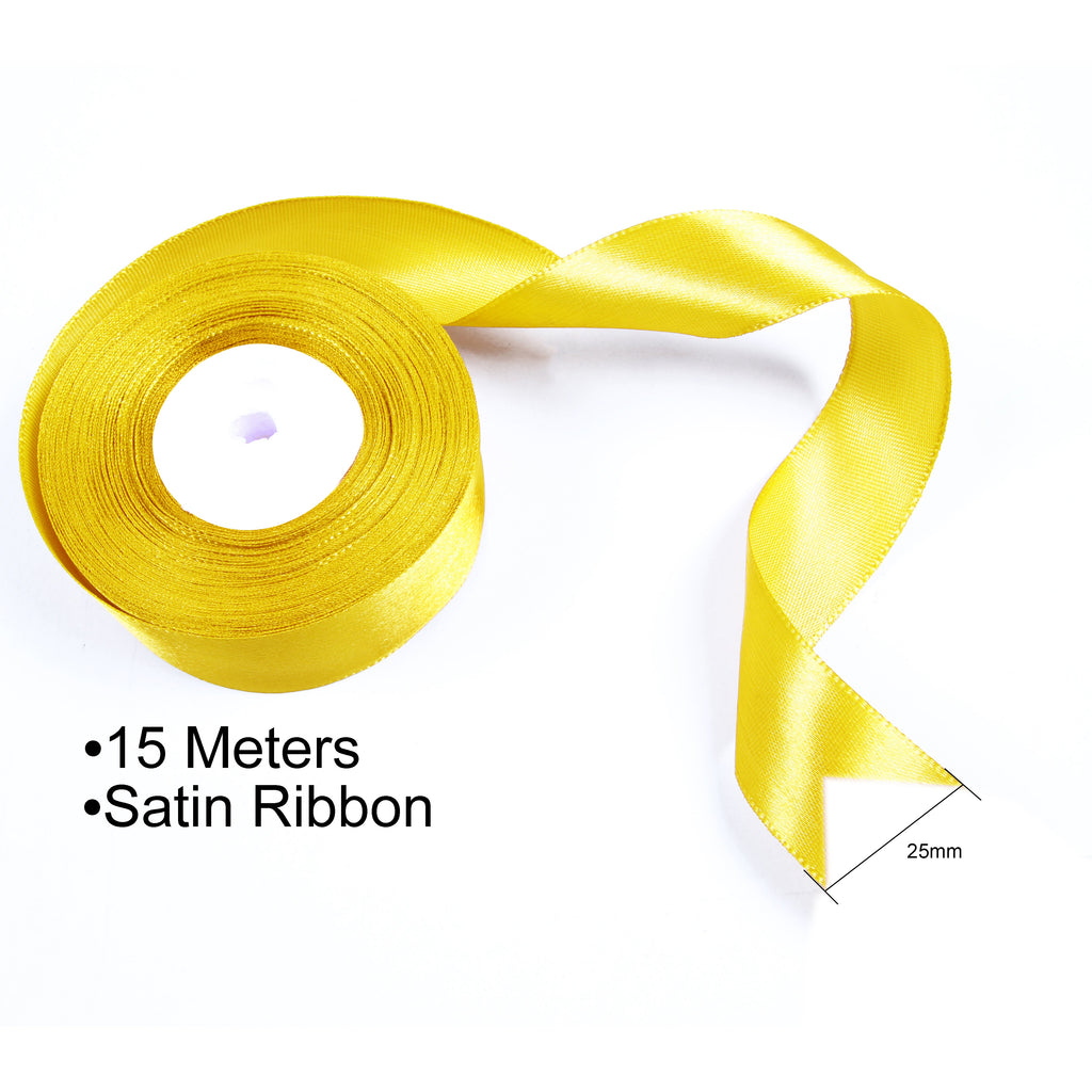 Satin Ribbons 25mm Yellow 15mtr