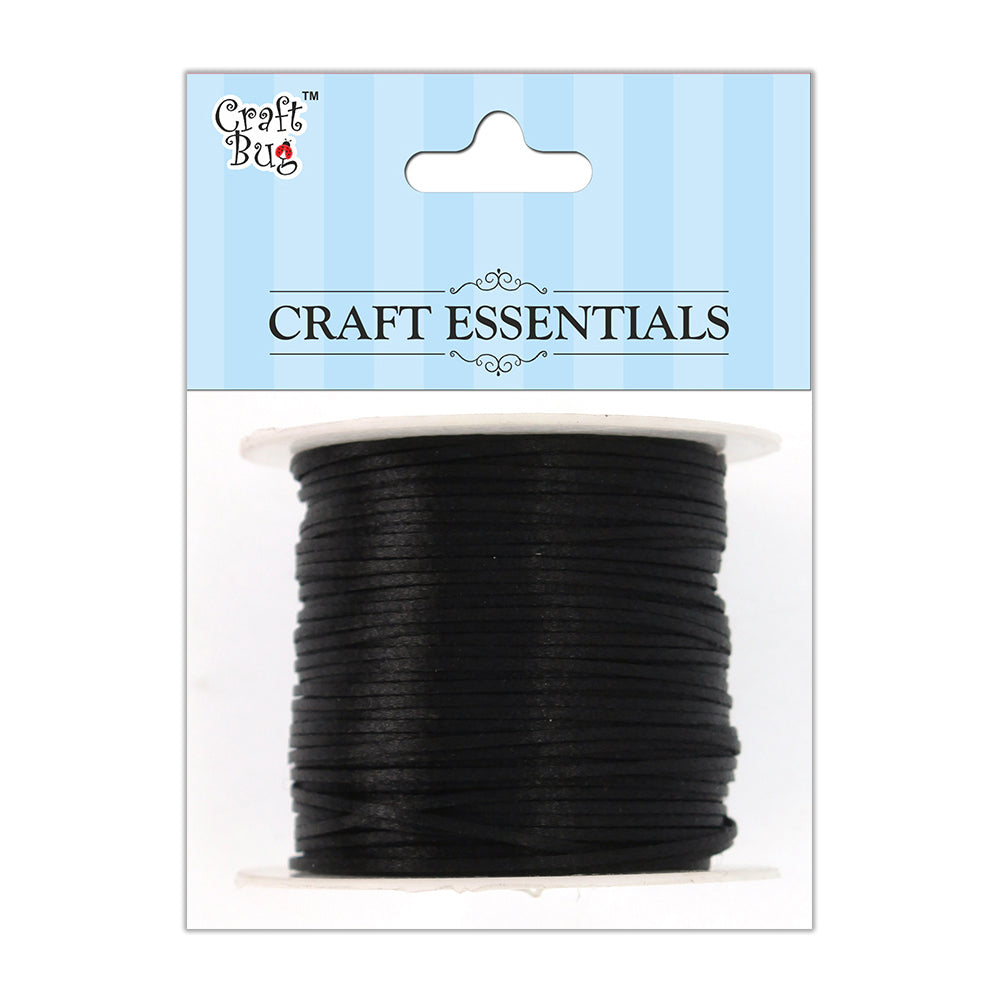Satin Ribbon Cord Black 40mtr 1.5mm 1Roll