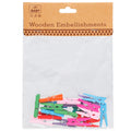 Wooden Pegs - Assorted Colours, 3.0cm, 20Pc