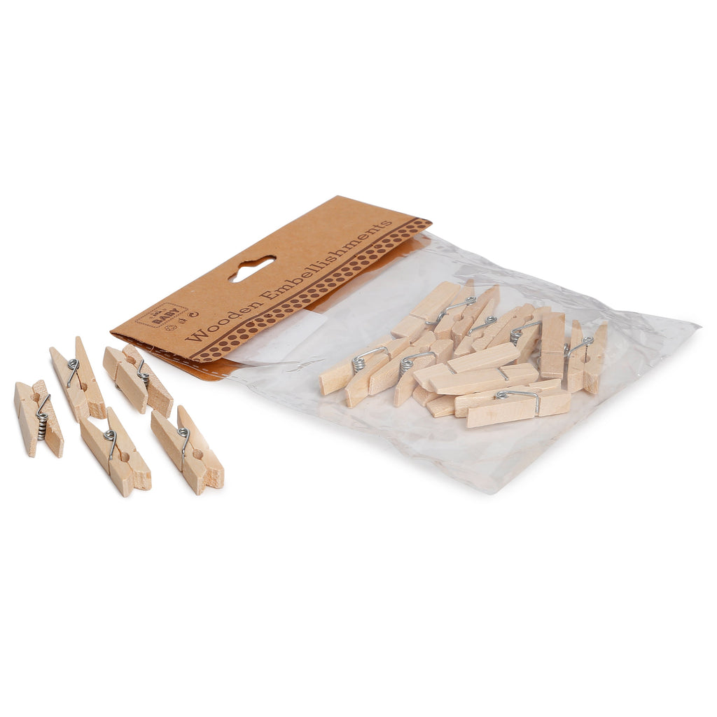Wooden Pegs - Natural, 3.5cm, 20Pc