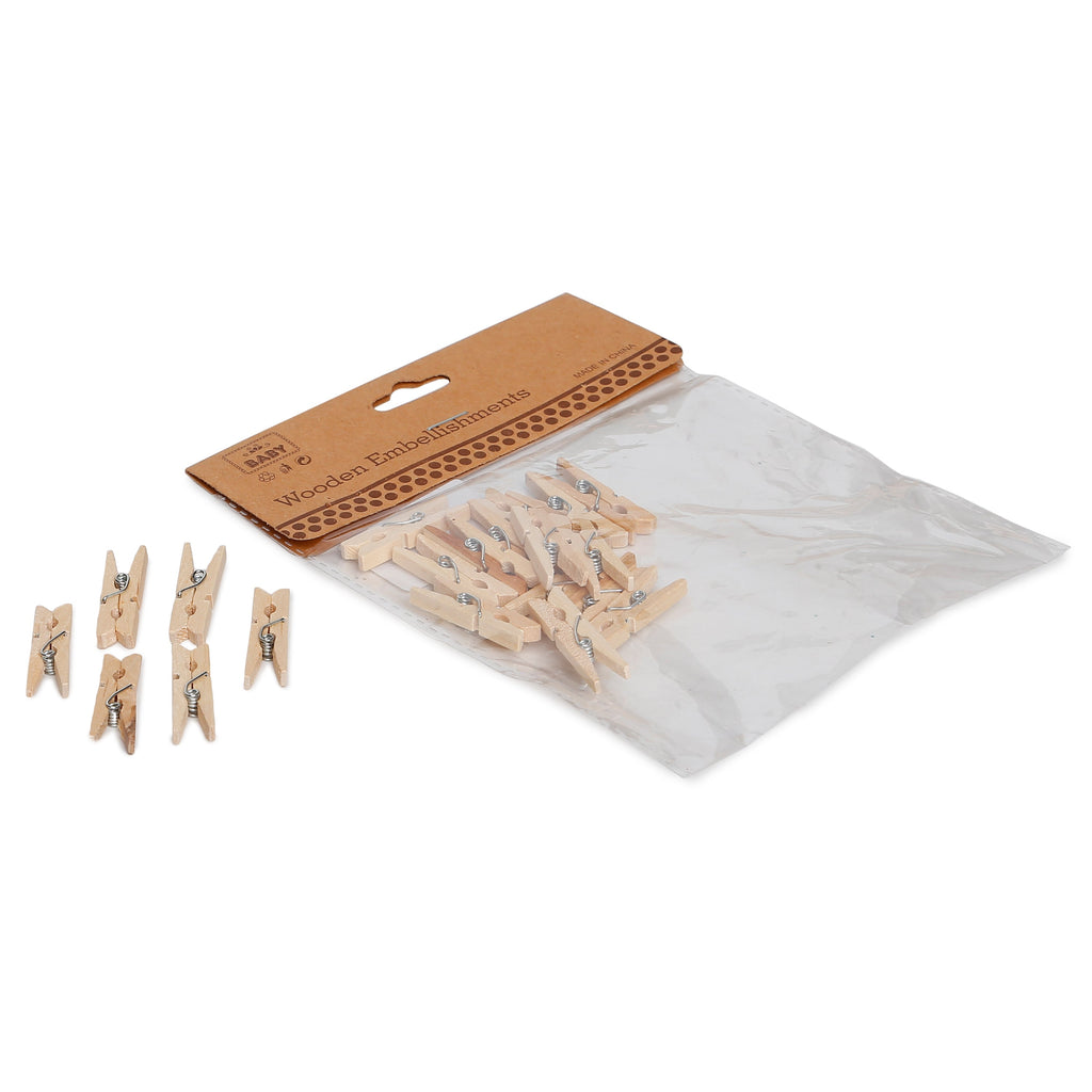 Wooden Pegs - Natural, 3.0cm, 20Pc