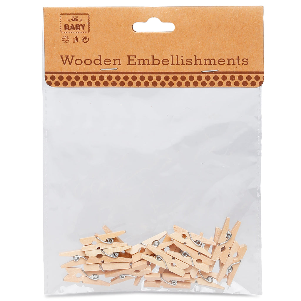 Wooden Pegs - Natural, 2.5cm, 20Pc