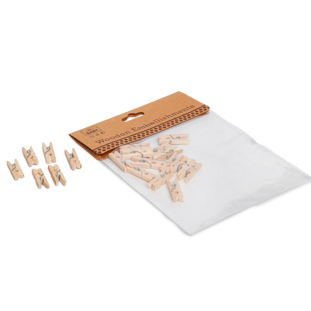Wooden Pegs - Natural, 2.5cm, 20Pc