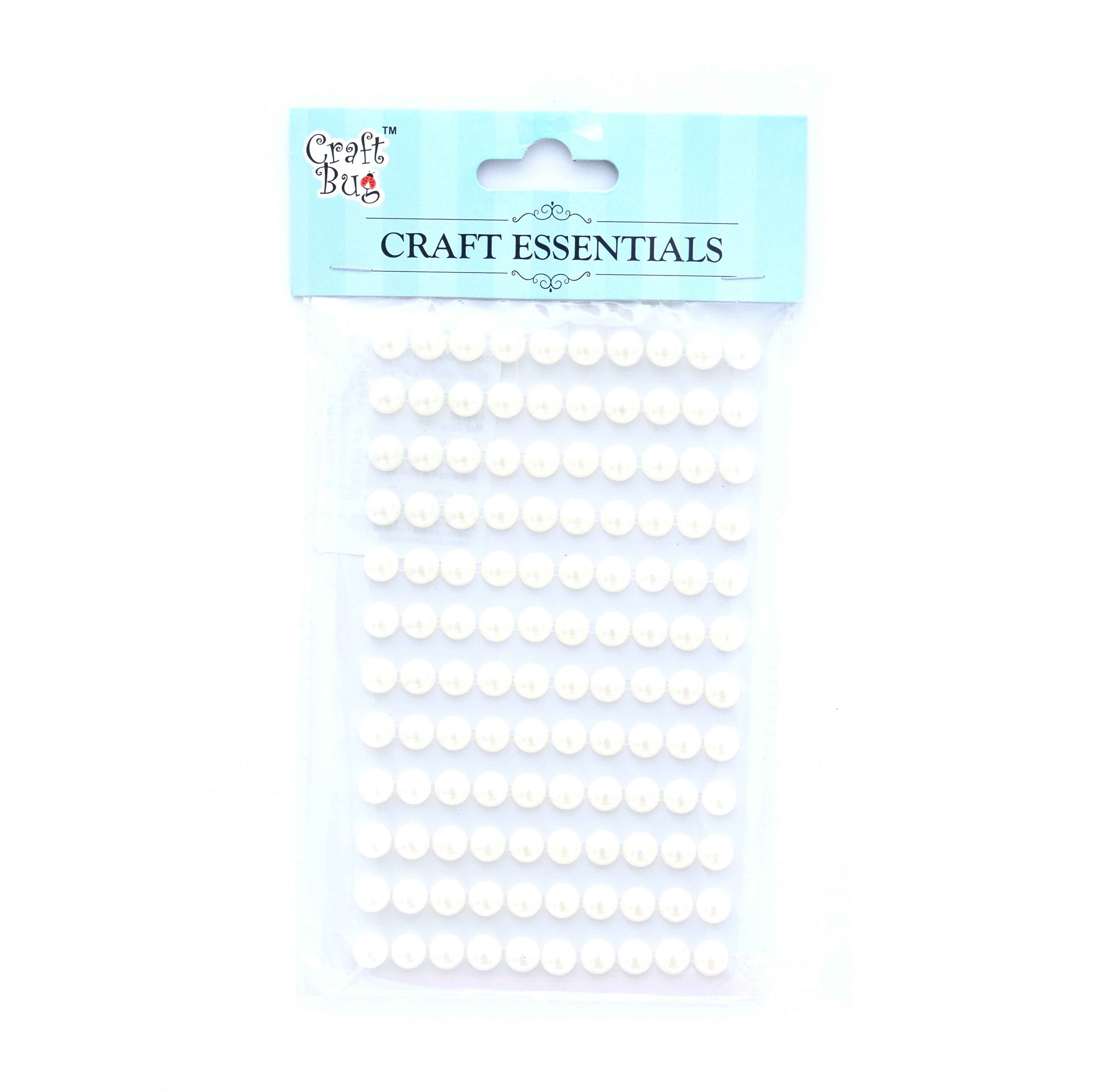 Self-adhesive Half Pearl - White, 8mm, 120Pc