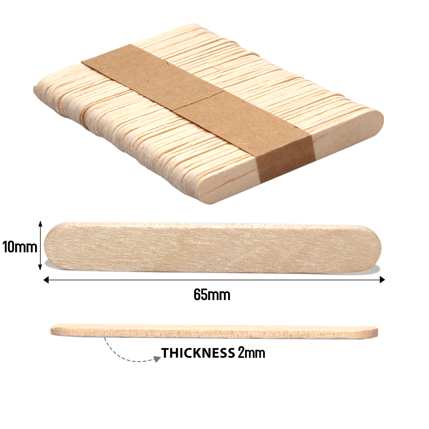 Ice Cream Sticks Natural 65 X 10 X 2mm 50pc With 30Ml Glue