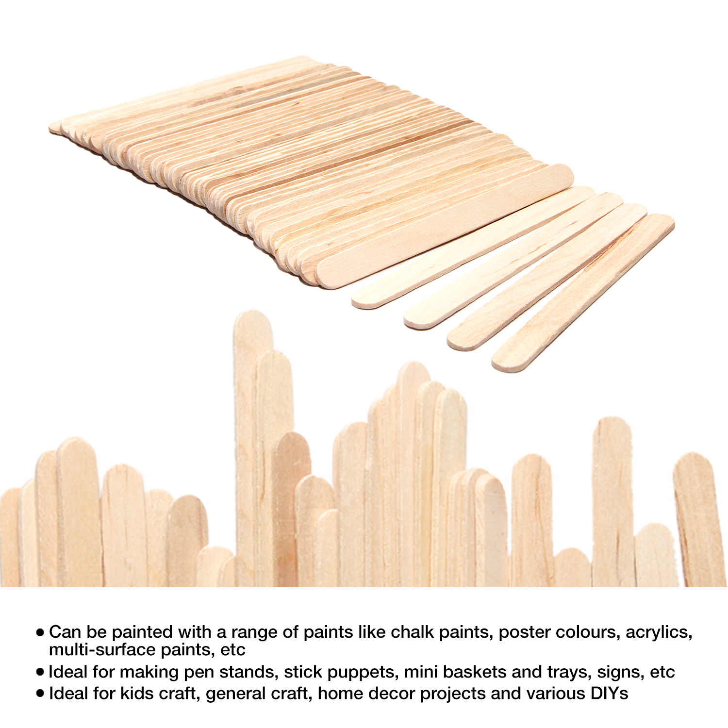Ice Cream Sticks Natural 114 X 10 X 2mm 50pc With 30Ml Glue