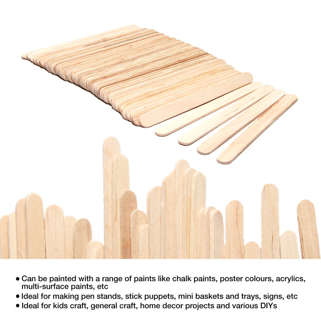 Ice Cream Sticks Natural 114 X 10 X 2mm 50pc With 30Ml Glue