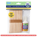 Ice Cream Sticks Natural 150 X 18 X 2mm 50pc With 30Ml Glue