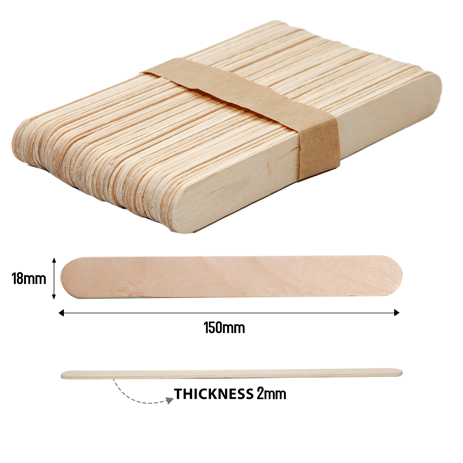 Ice Cream Sticks Natural 150 X 18 X 2mm 50pc With 30Ml Glue