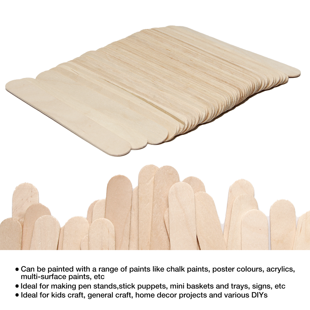 Ice Cream Sticks Natural 150 X 18 X 2mm 50pc With 30Ml Glue