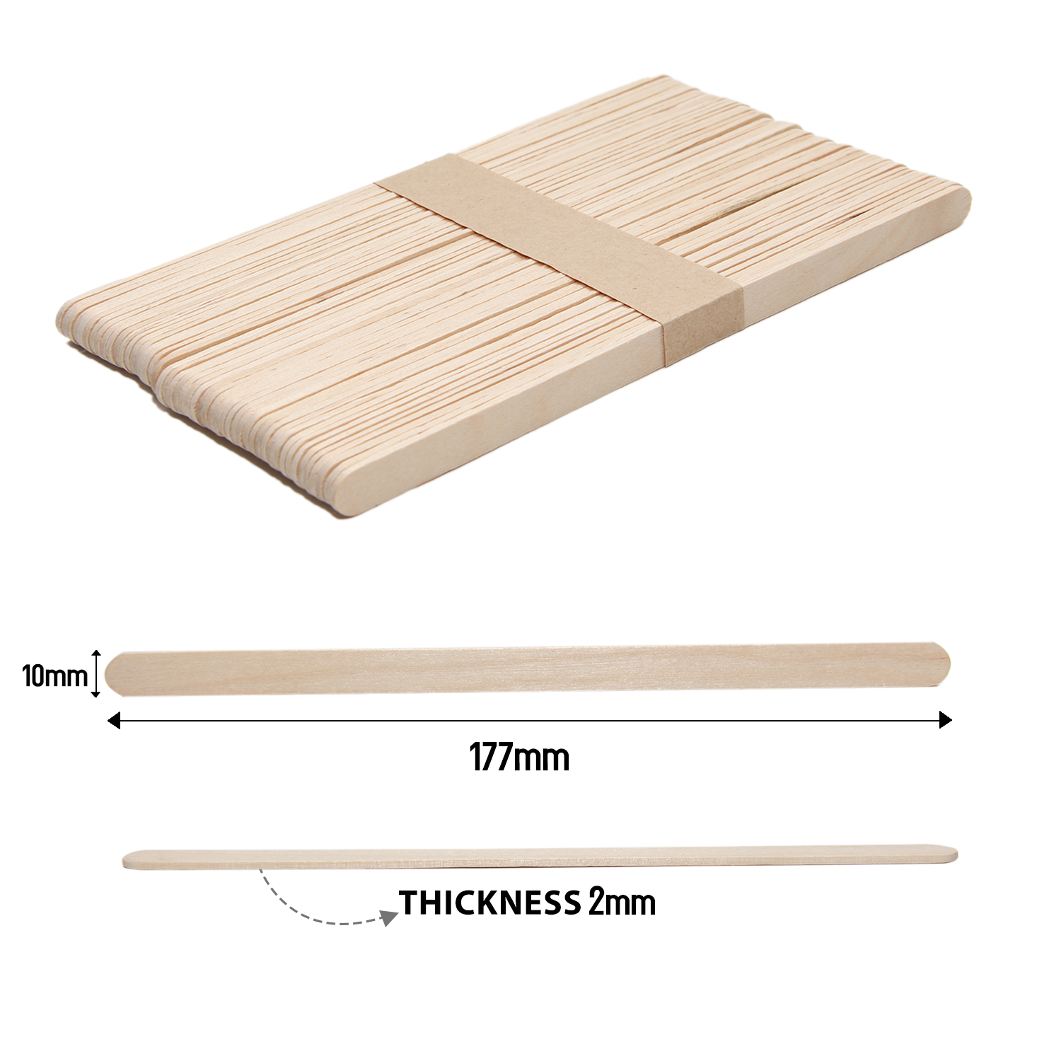 Ice Cream Sticks Natural 180 X 10 X 2mm 50pc With 30Ml Glue
