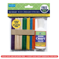 Ice Cream Sticks Coloured 114 X 10 X 2mm 50pc With 30Ml Glue