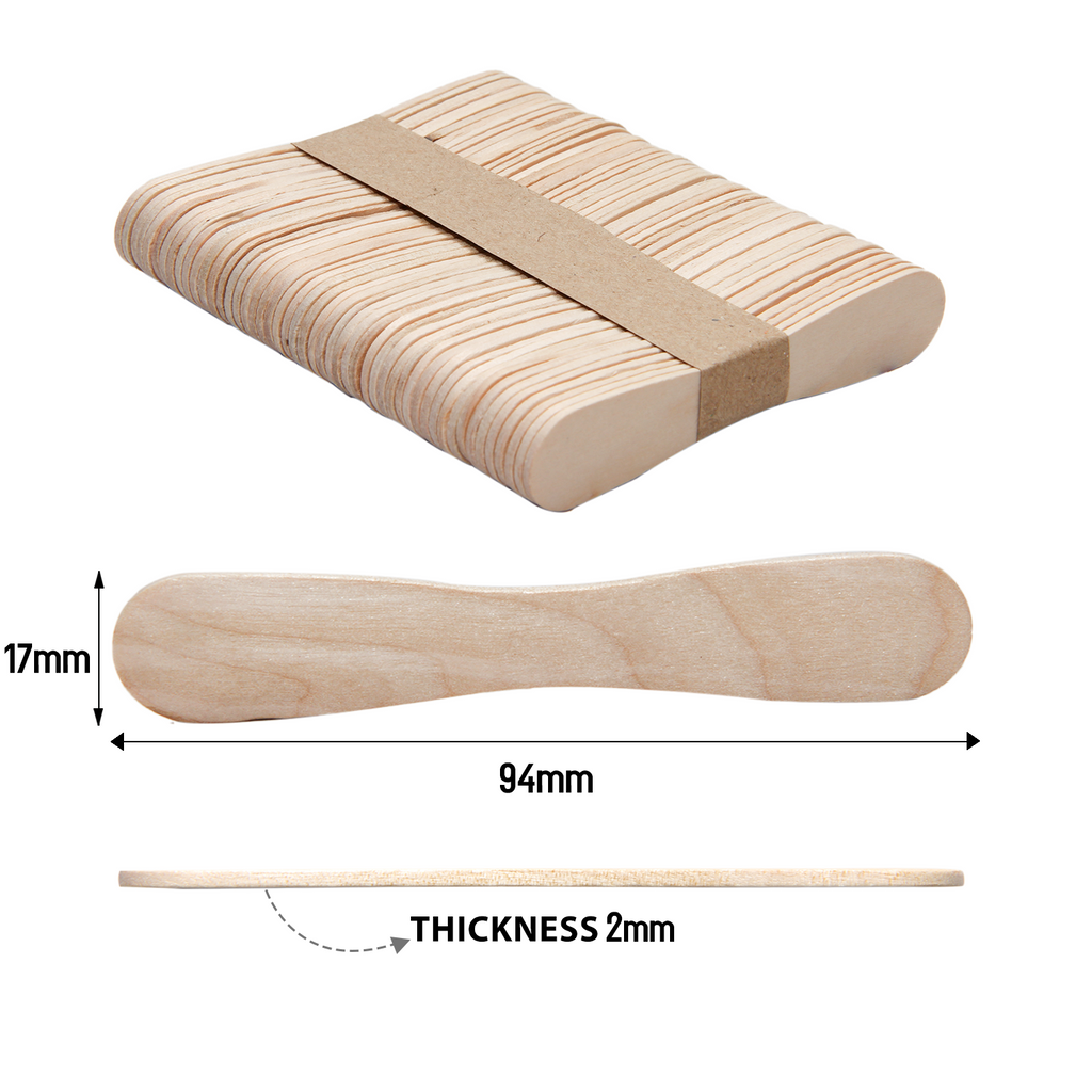 Ice Cream Flat Spoon Sticks Natural 94 X 17 X 2mm 50pc With 30Ml Glue