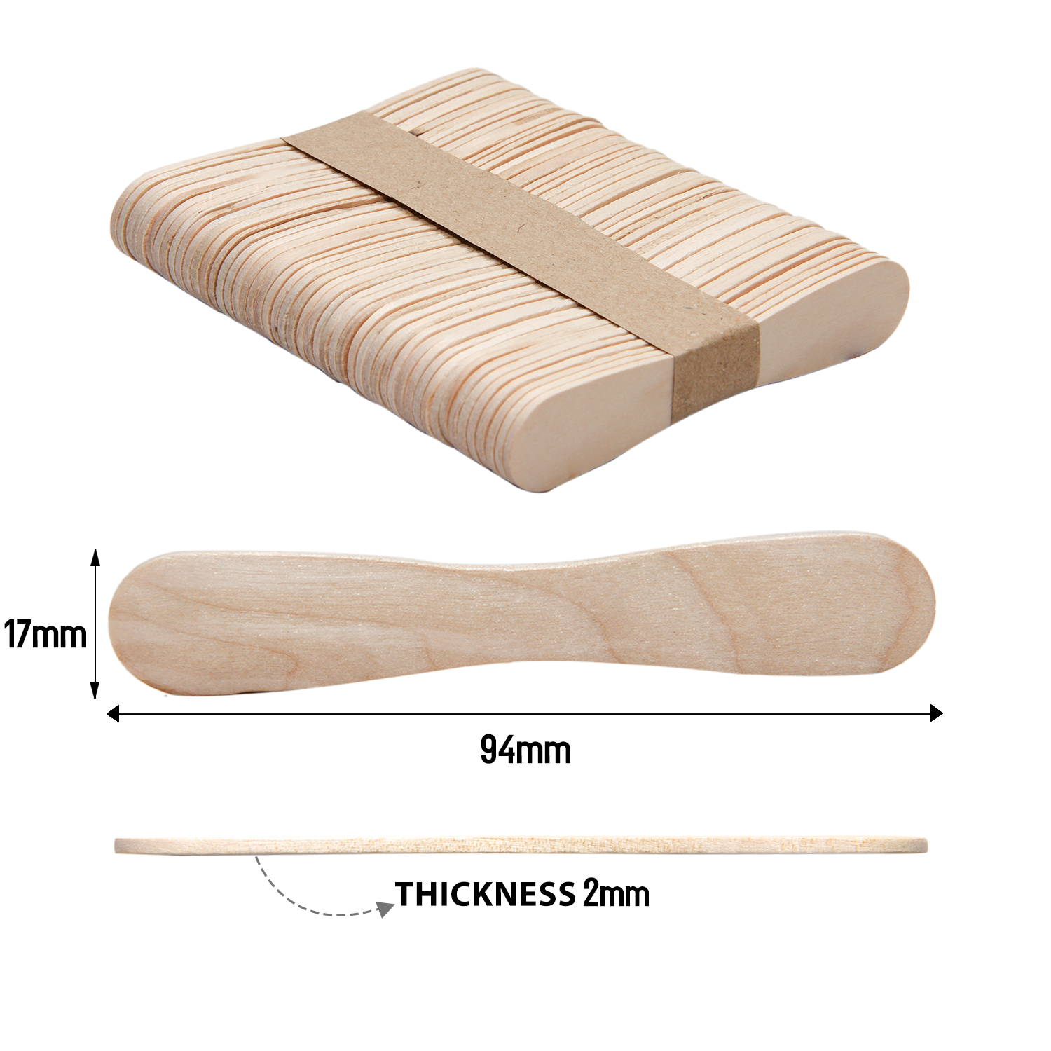 Ice Cream Flat Spoon Sticks Natural 94 X 17 X 2mm 50pc With 30Ml Glue