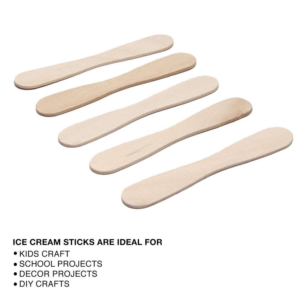 Ice Cream Flat Spoon Sticks Natural 94 X 17 X 2mm 50pc With 30Ml Glue