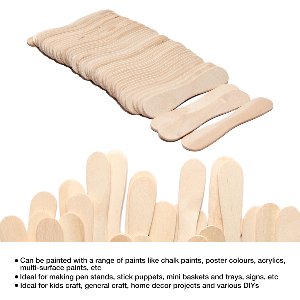 Ice Cream Flat Spoon Sticks Natural 94 X 17 X 2mm 50pc With 30Ml Glue